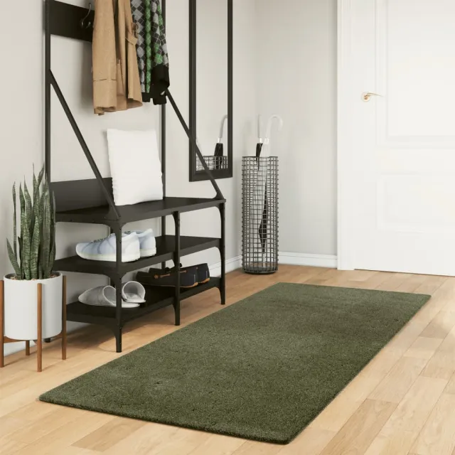 vidaXL Rug HUARTE Green 80 x 200 cm 100% Polyester Plat, foto 2