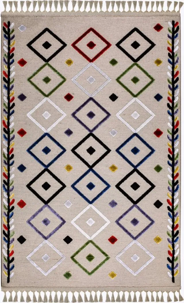 Netline Home Jute Vloerkleed Voor Woonkamer, Slaapkamer, Keuken, Eetkamer | Oosters Designtapijt | Zacht medium stapel | Traditioneel Vintage Vloerkleed | Vlekbestendig (Multicolor 160x230 CM) Donkere crème