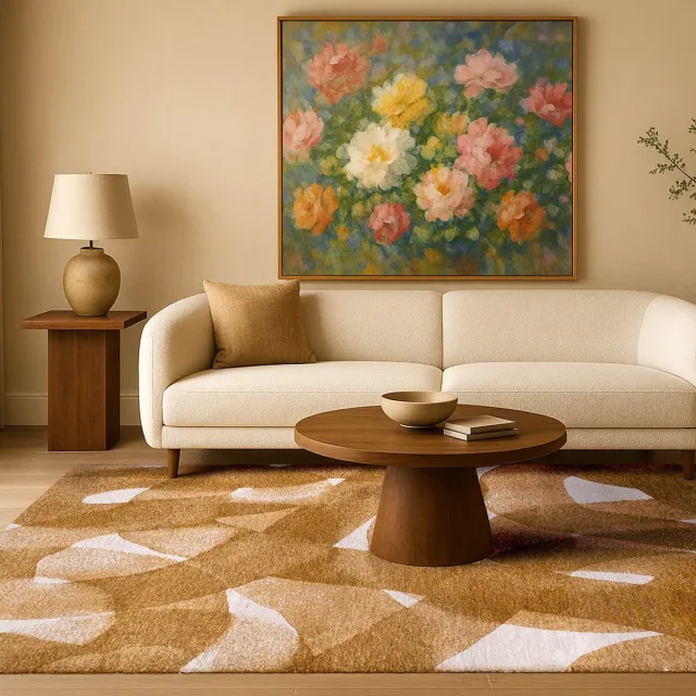LOLA&MOI Binnen & Buiten Vloerkleed - 240 x 340 cm - Lola&Moi My Way Mustard - Laagpolig Tapijt - Gerecycled PET - Made in Belgium - Circulair Geel