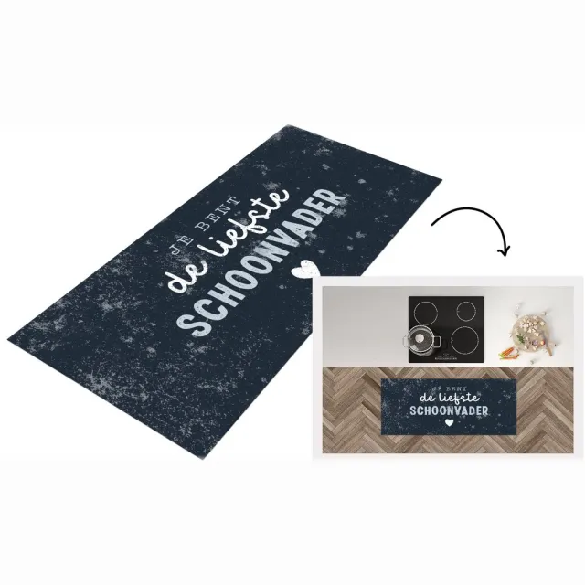 KitchenYeah Keukenloper - Loper keuken - Vaderdag kado - Quote - Schoonvader - Je bent de liefste schoonvader - Spreuken - 120x50 cm - Keukenloper vinyl Multicolor