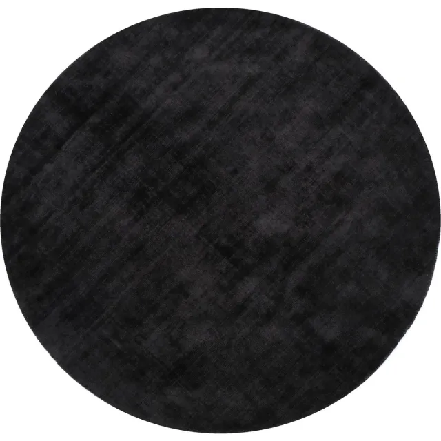 J-Line tapijt Rond Handgemaakt - viscose - zwart