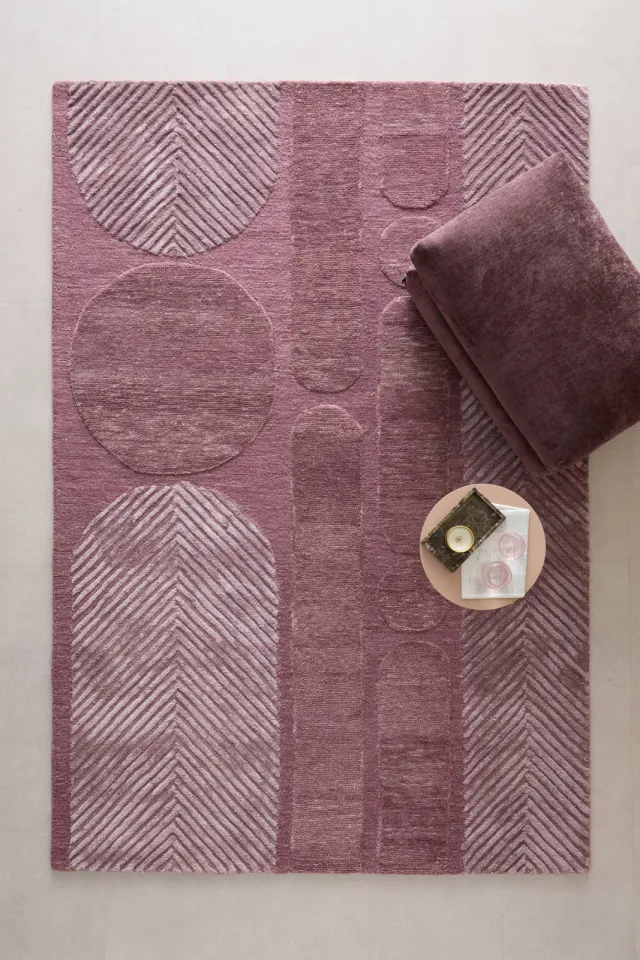 Studio LIVIT Adeline wollen vloerkleed donkerrood/roze