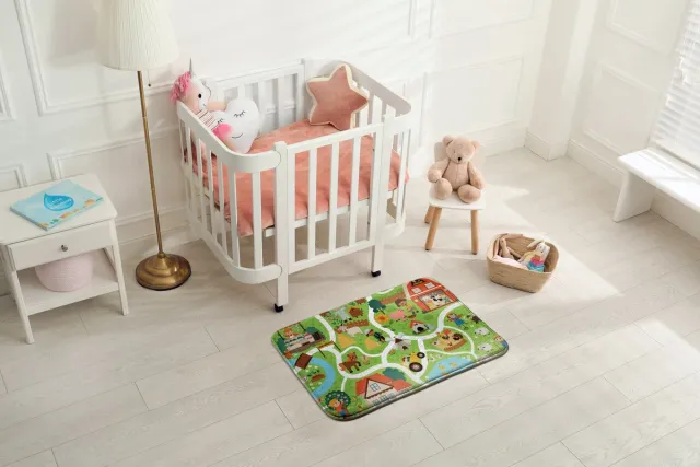 Coloray Vloerkleed voor Kinderkamer - Groente Tapijt Voor Slaapkamer - Boerderij Met Kinderen Vloerkleed Voor Kinderen - Bruin Accenten Woonkamer Tapijt - Polyester Vloerkleed - 90x60 cm Groente - Boerderij Met Kinderen