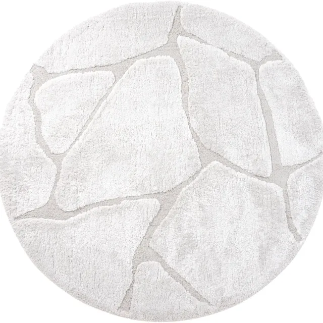 Veer Carpets Vloerkleed Macy Creme - Design Hoog-Laag Vloerkleed met Organisch Keien Patroon in Scandinavische / Japandi Stijl