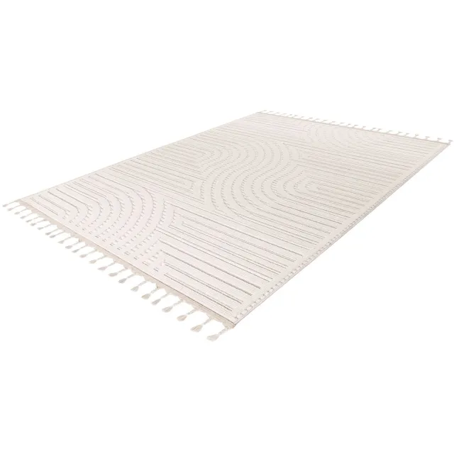 Lalee Luxor Vloerkleed - Berber Tapijt - Boho Modern - Wit Creme - 3D-effect - Onderhoudsvriendelijk - Zacht en Comfortabel