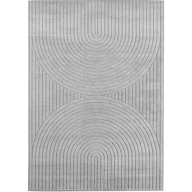 Muratap Buitenkleed NOVA – Indoor & Outdoor Vloerkleed– Japandi & Scandinavisch Design – Effen - 3D-Look - Weerbestendig & UV-proof - Zilver