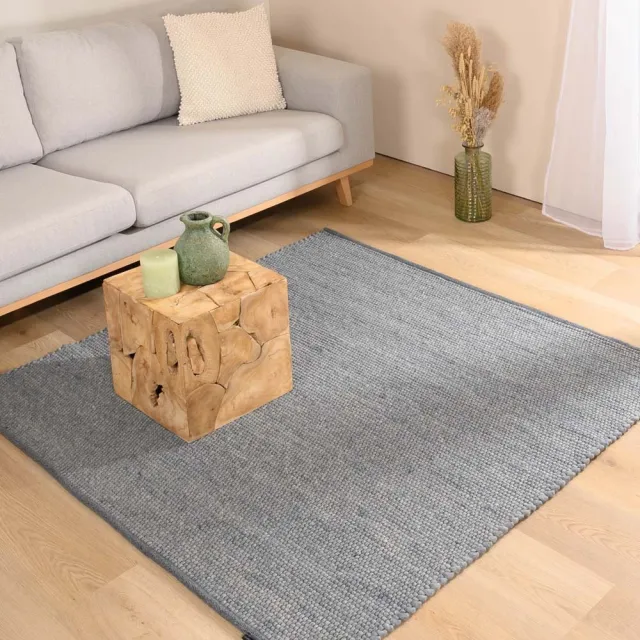 Nordic Weavers Wollen vloerkleed vierkant - Lett staalblauw 250x250