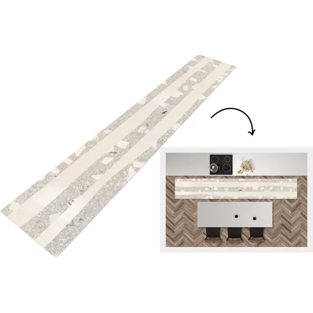 KitchenYeah Keukenloper - Loper keuken - Terrazzo - Terras - Pastel - 360x60 cm - Keukenloper vinyl Multicolor