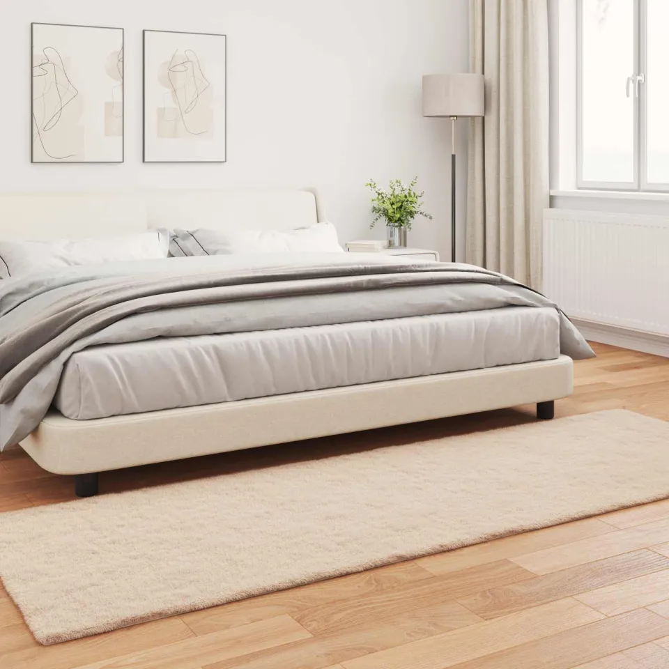vidaXL Antislip vloerkleed van imitatie konijnenbont OLITE Taupe, foto 3