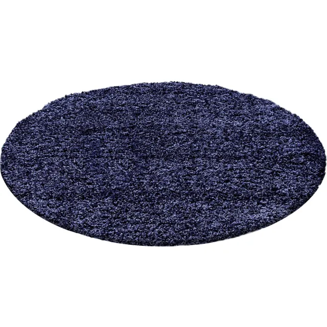 Muratap Basic Shaggy vloerkleed Donker Blauw Hoogpolig- 120 CM Ø