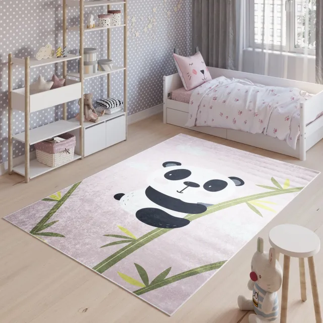 Tapiso Emma Vloerkleed Kinderkamer Panda Kindertapijt Kinderen Speelmat groen wit zwart, foto 2