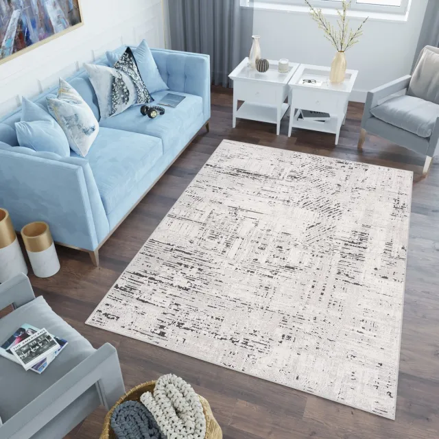 Tapiso Lotus Vloerkleed Laagpolig Antraciet Woonkamer Modern Tapijt Antraciet 2