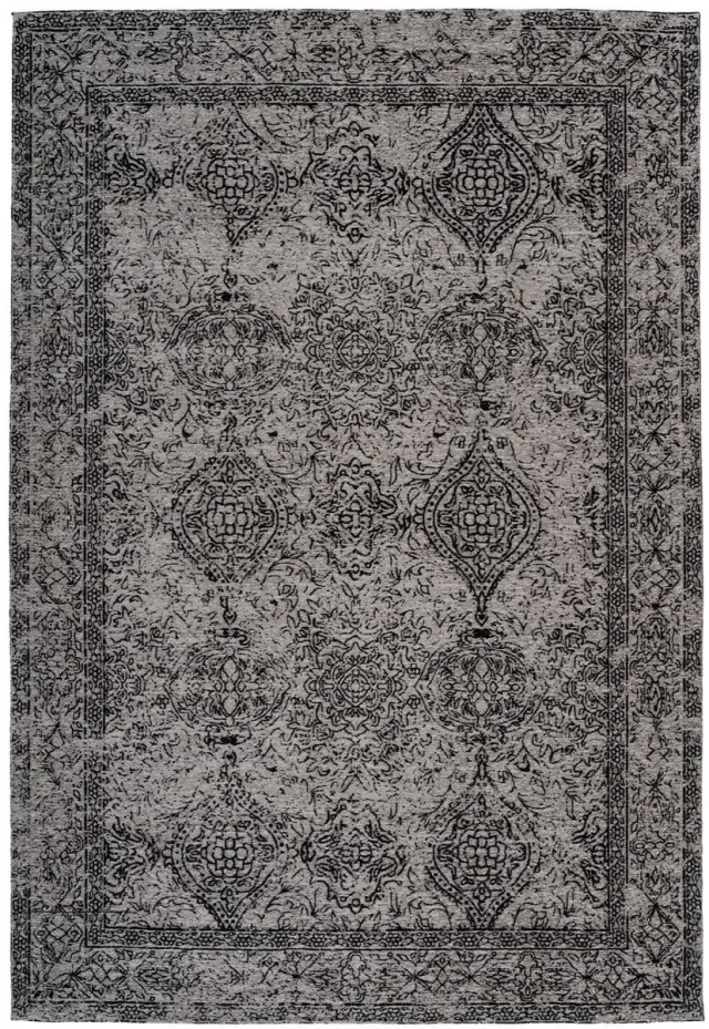 Padiro elegant laagpolig vloerkleed 120 x 170 cm - donkergrijs - oosters vintage patroon - voor vloerverwarming - van polyester en katoen