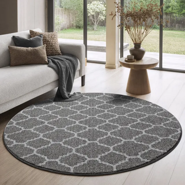 Muratap Boho Rond Klasik Laagpolig Vloerkleed Grijs- 150 CM Ø