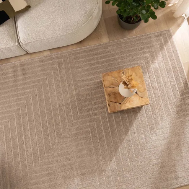 Nordic Weavers Scandinavisch vloerkleed vierkant - Contour Edge beige 140x140