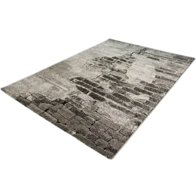 Merinos Ibiza 20270-95 vloerkleed – laagpolig met muurdesign – Grijs – 160 x 230 cm