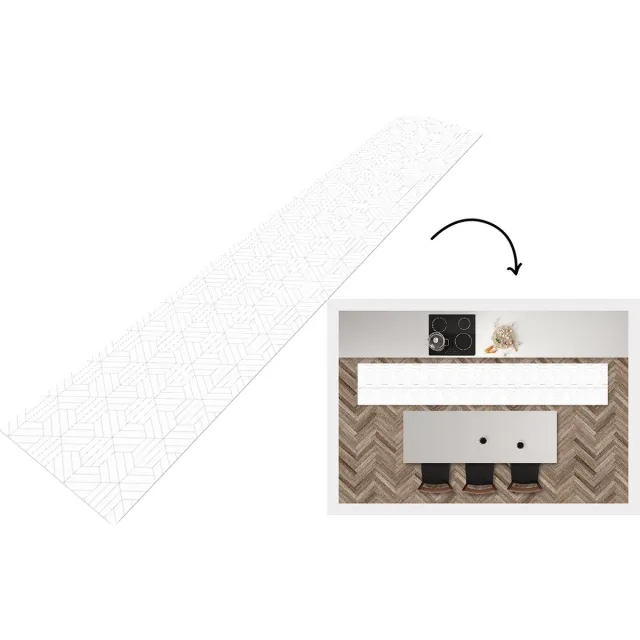 KitchenYeah Keukenloper - Keukenmat - Patroon - Lijn - Design - Zwart - Wit - Keuken vloerkleed Multicolor