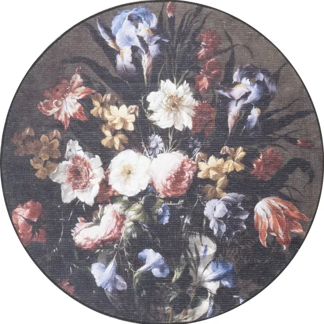 Veer Carpets Vloerkleed Ramos - Laagpolig Synthetisch Vloerkleed – Botanisch / Bloemen Design Zwart
