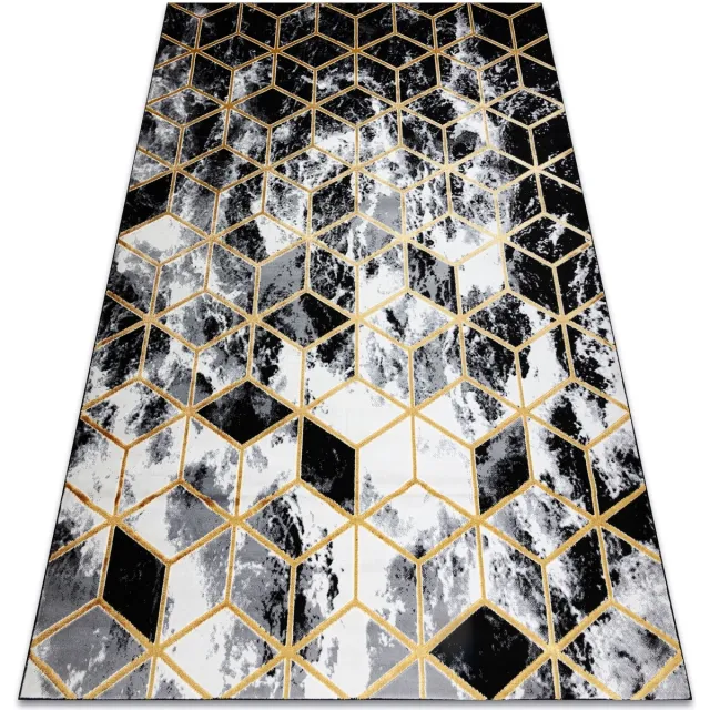 RUGSX Kleden Rugsx Tapijt GLOSS 3D modern 409A 82 Kubus 80x150 cm Zwart