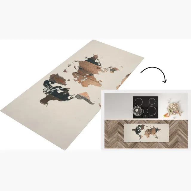 KitchenYeah Keukenloper - Loper keuken - Wereldkaart - Boom - Design - Keukenloper vinyl Multicolor