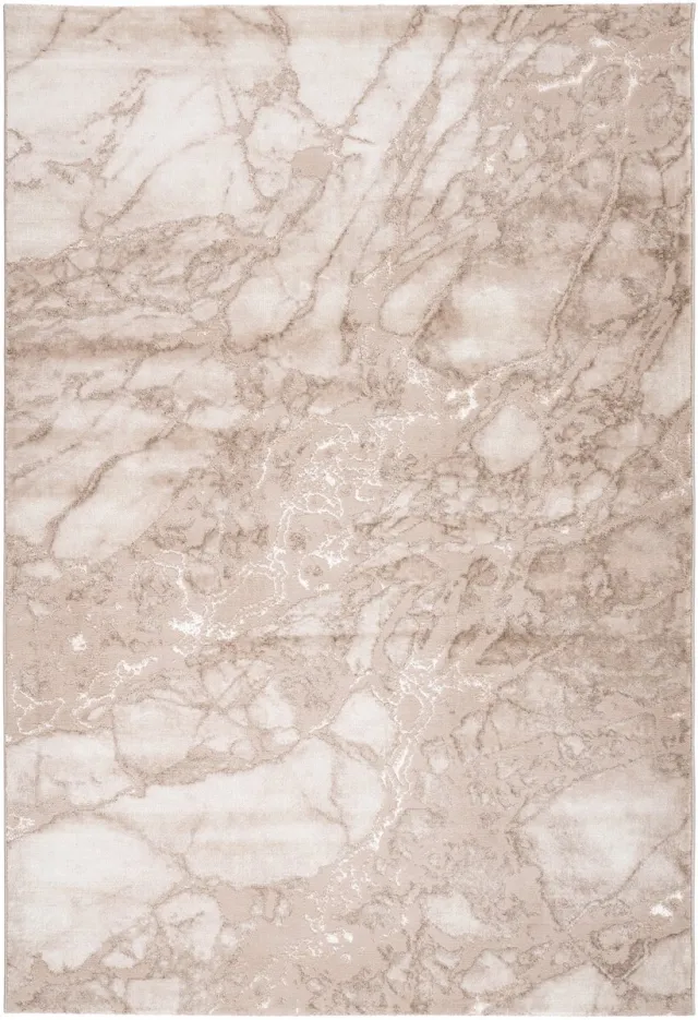 Padiro design laagpolig vloerkleed 120 x 170 cm - lichtbeige - modern abstract ontwerp - voor vloerverwarming - van polypropyleen en polyester