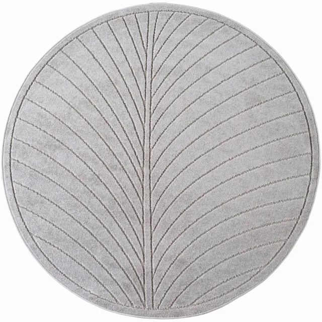 Ayyildiz Japandi-stijl binnen- en buitentapijt Nova (zilver 1204) - ⌀ 120 cm