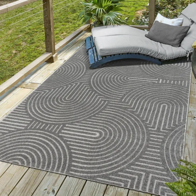 Muratap Berlin Outdoor - Japandi - Grijs - Vloerkleed Binnen en Buiten - Laagpolig Tapijt Tuin- 140x200 CM