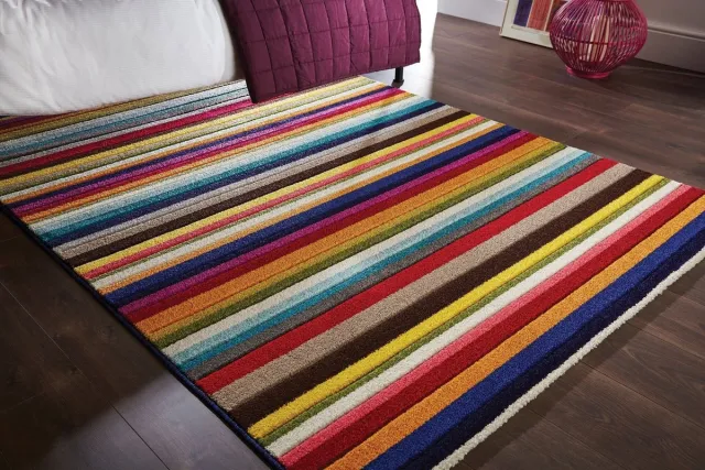 flycarpets Kleurrijk Vloerkleed - Tango - Laagpolig - Gestreept - Multi - 160x230 cm