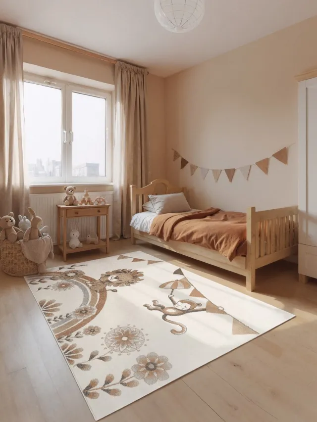 Villeroy & Boch Kindervloerkleed Lion Summer Party - Creme / Kleurrijk - Laagpolig Vloerkleed Kinderkamer - 120x170 cm
