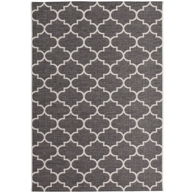 Padiro design laagpolig vloerkleed - donkergrijs - modern geometrisch patroon - voor binnen en buiten - voor vloerverwarming - van polypropyleen