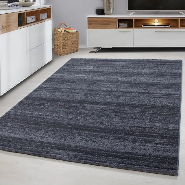 Adana Carpets Laagpolig vloerkleed, effen kleur - gewoon grijs, vloerkleed voor de woonkamer, jute achterkant, afmeting: 80 x 150 cm GREY