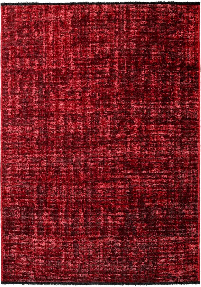 Muratap SPACE Vloerkleed – Laagpolig Velours – Modern & Sportief – Katoen & Chenille – Rood- 140x200 CM