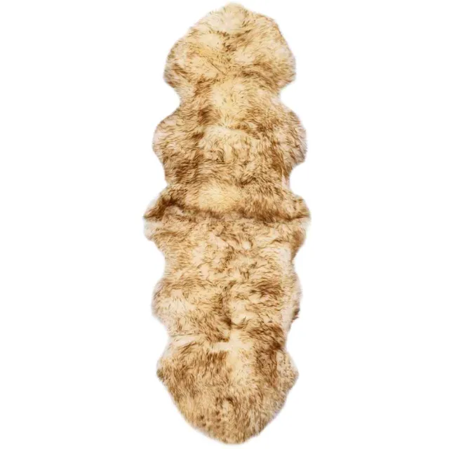 vidaXL Vloerkleed 60x180 cm schapenvacht gemêleerd bruin