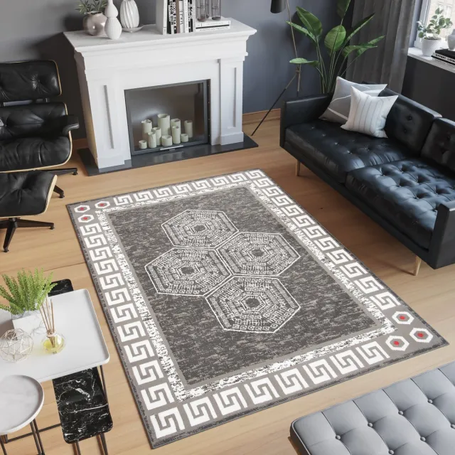 Tapiso Atena Vloerkleed Wit Grijs Oriental Woonkamer Tapijt