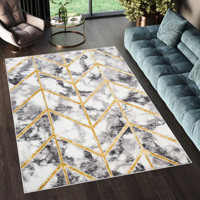 Tapiso Shine Vloerkleed Woonkamer Vloerbedekking Tapijt Beige Goudkleur 2