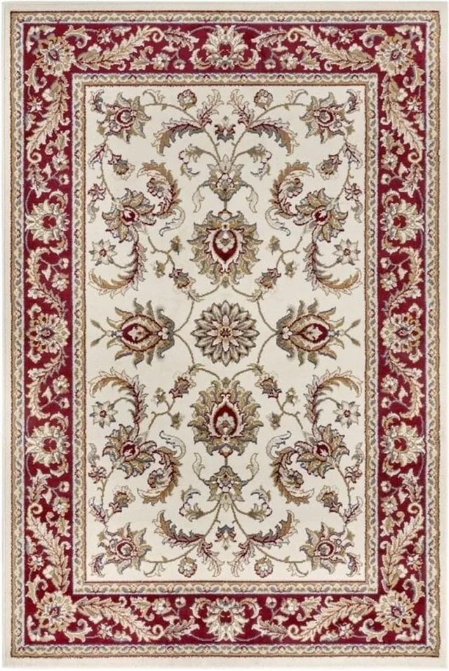 flycarpets Klassiek Creme / Rood Vloerkleed Reni - Deurmat 57x90 cm - Oosters motief - Perzisch Tapijt Laagpolig