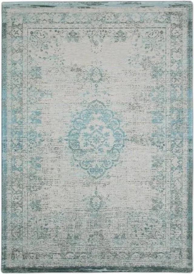 Louis de Poortere Wasbaar Binnen & Buiten Vloerkleed - 170 x 240 cm - Louis De Poortere Medallion Jade Oyster - Laagpolig Tapijt - Gerecycled PET - Made in Belgium - Circulair Blauw