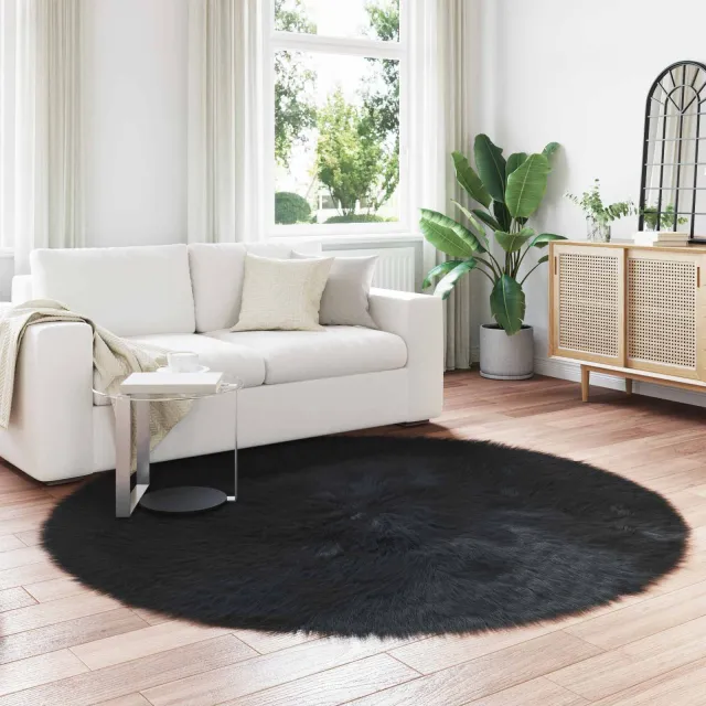 vidaXL Tapijt van imitatie TAFALLA Zwart Ø 200 cm Polyester, foto 2