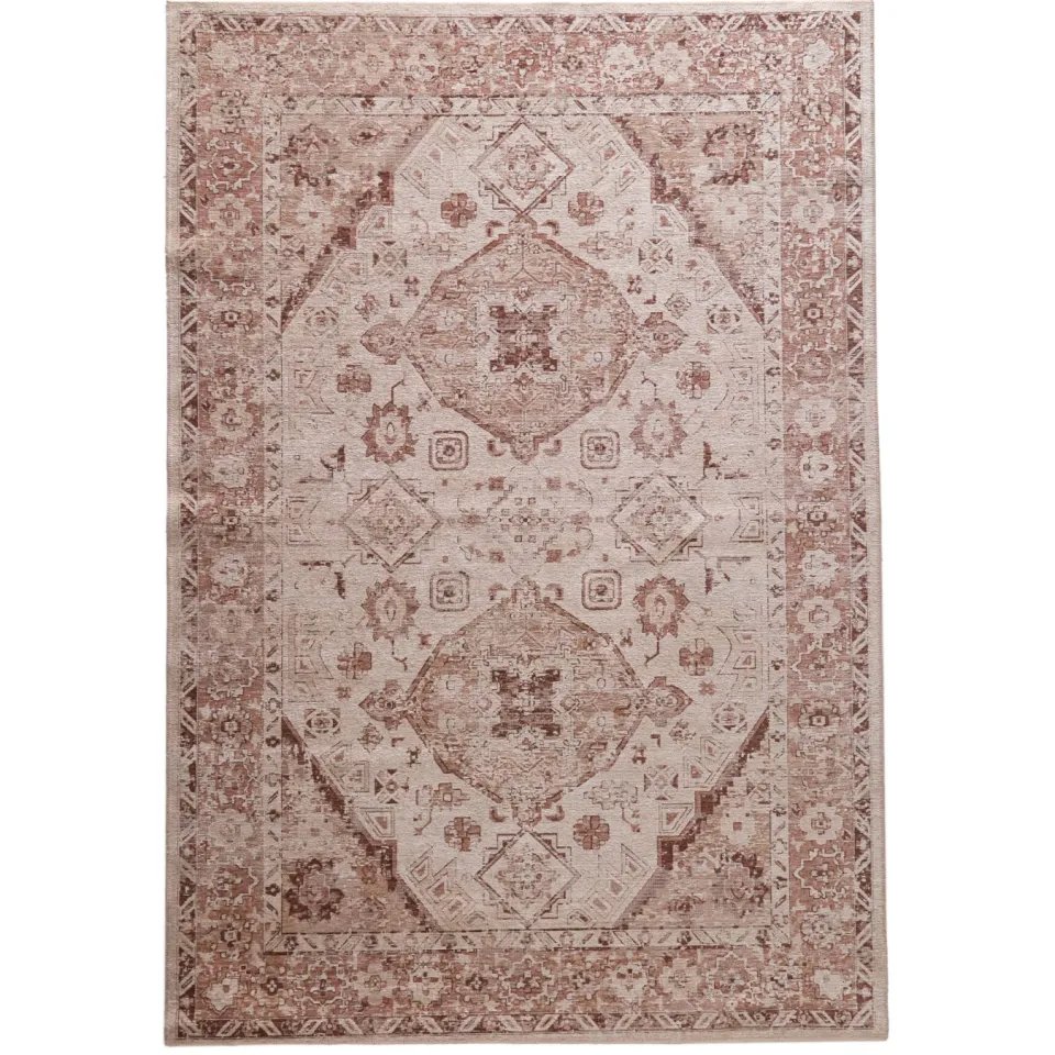 NOUS Living vloerkleed crème/roodbruin