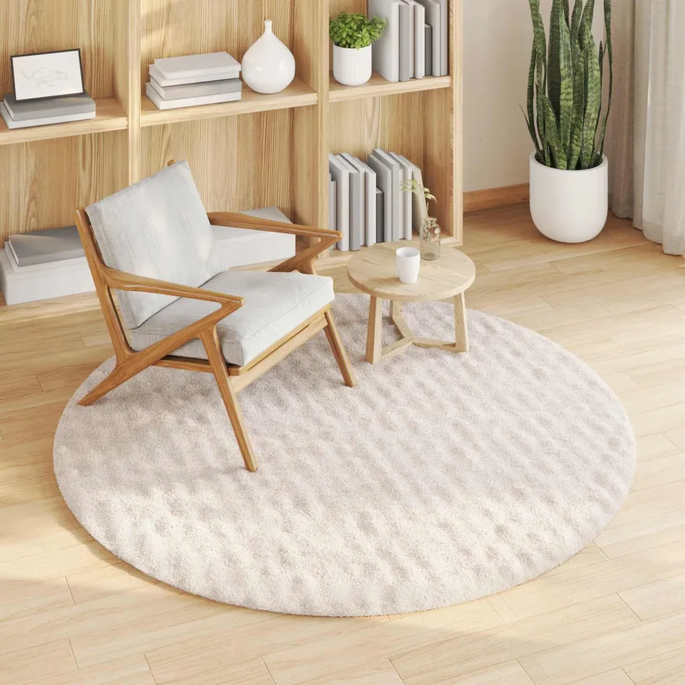 vidaXL Vloerkleden Rond SIROLO Beige Ø 160 CM Polyester, foto 3