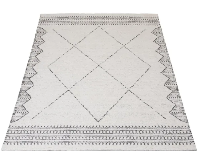 Veer Carpets Vloerkleed Ravi Grey - Laagpolig Vloerkleed – Grafisch / Modern Design Wit