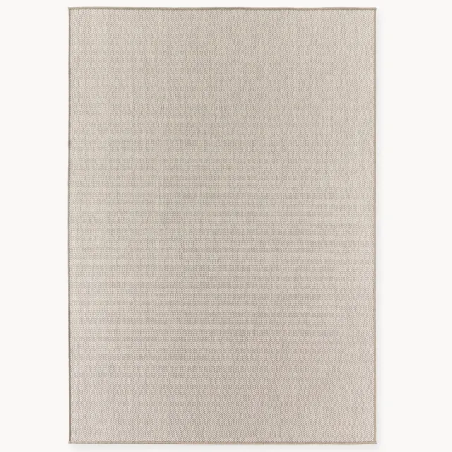 Westwing Collection In- & outdoor dubbelzijdig vloerkleed Cort met zigzag patroon Beige