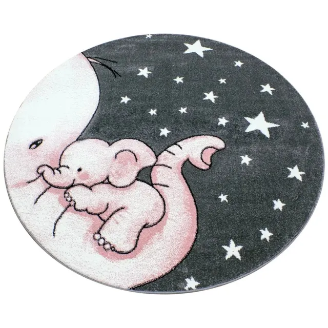 Dutch XXL Rond Kindervloerkleed | Tapijt | Kids | Olifant | Roze