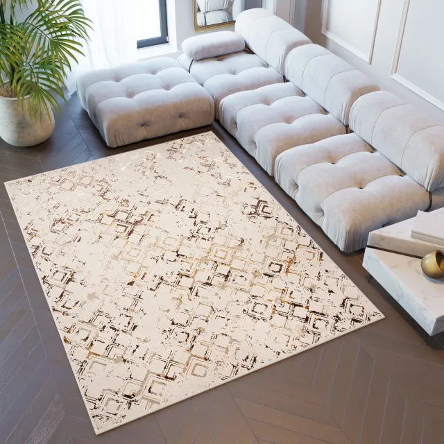 Tapiso Golden Vloerkleed Tapijt Beige Laagpolig Maat- 200x300
