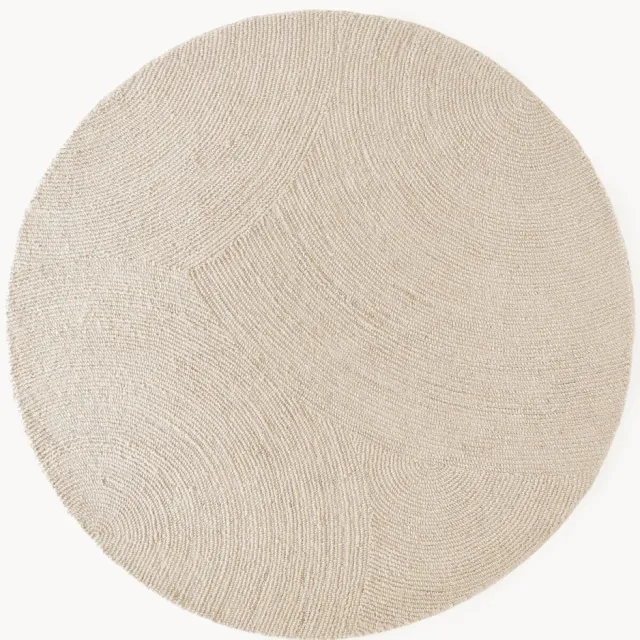 Westwing Collection Rond wollen vloerkleed Eleni, handgetuft Beige