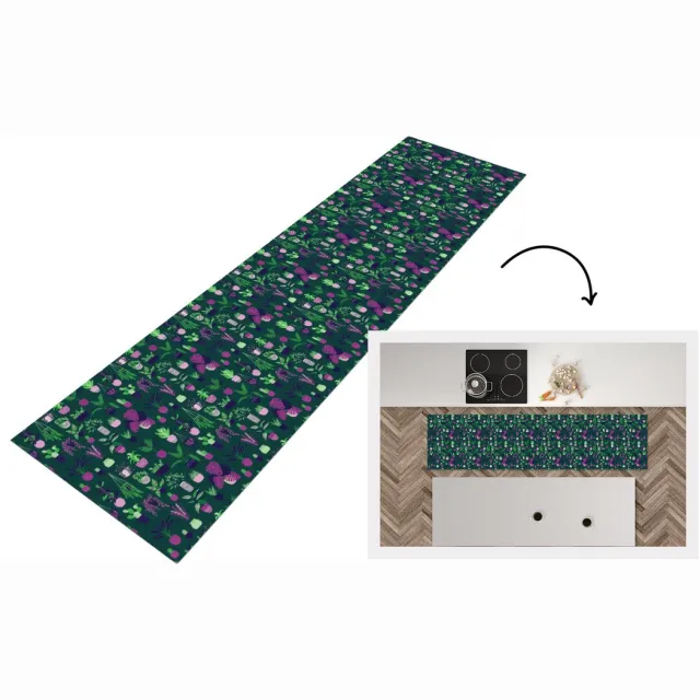 KitchenYeah Keukenloper - Loper keuken - Planten - Patronen - Cactus - 240x60 cm - Keukenloper vinyl Multicolor
