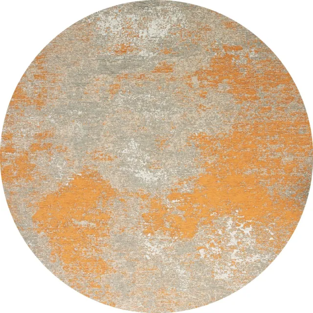 Gínore Rond Vintage vloerkleed - Grunge - Tapijten Woonkamer - Monarch - 200 ø Oranje