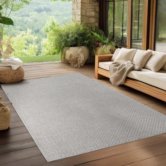 TapisTrend Buiten- en terraskleden Grijs 120x170 cm Buitenkleed, voor woonkamer, keuken, UV-bestendig, natuurlijke uitstraling, platgeweven