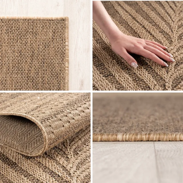 Ayyildiz Timber – Binnen- en buitenkleed – Bruin – Jute-look – Ø 120 cm rond
