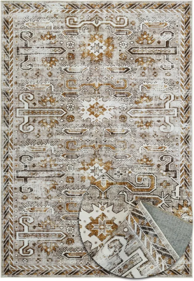 TESSO LIVING Vintage Oosters Tapijt - Zacht - Machinewasbaar Vloerkleed - Antislip - Premium Polyester Vezels - Beige - 120cm x 160cm